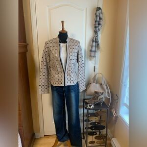 AKHESA NWOT lambs leather mesh EDGY jacket taupe